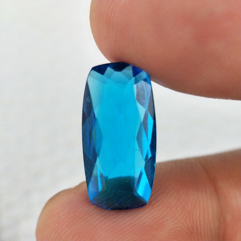 Topazio Azzurro Blu Svizzero Idrotermale Taglio Cuscino Sfaccettata a Mano Gemma Sciolta 19X10X5mm 6,75 Carati 1pz