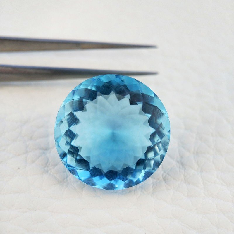 Acquamarina Idrotermale Taglio Tondo Sfaccettata a Mano Gemma Sciolta 20X20X11mm 23,40 Carati 1pz