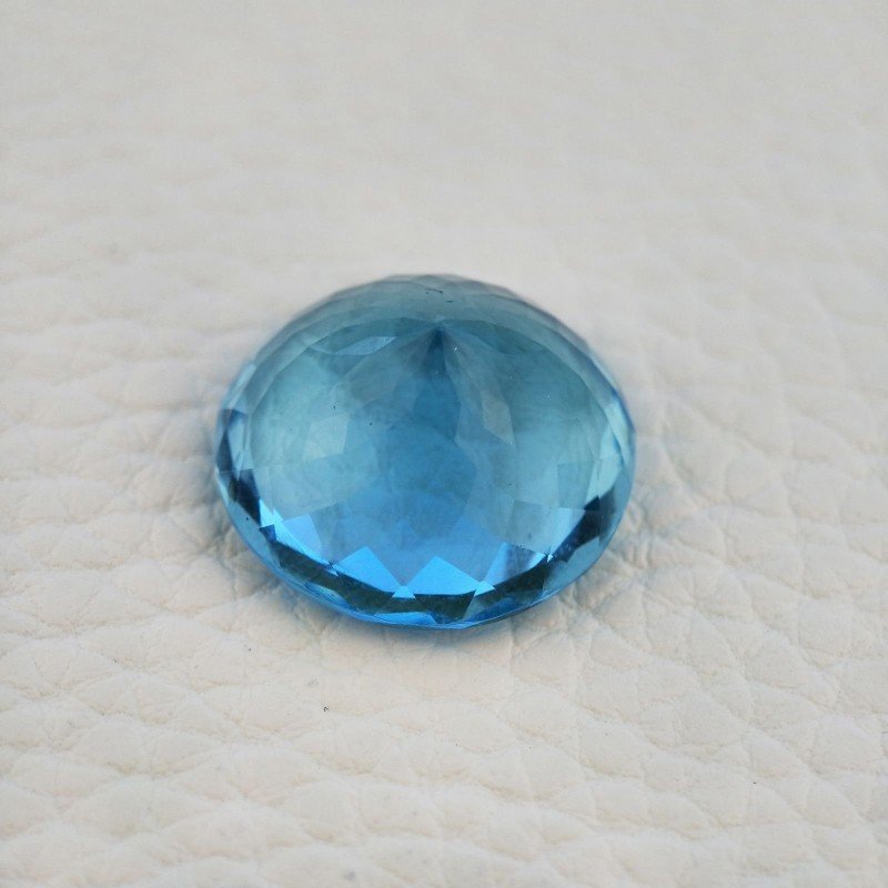 Acquamarina Idrotermale Taglio Tondo Sfaccettata a Mano Gemma Sciolta 20X20X11mm 23,40 Carati 1pz