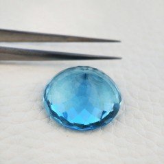 Acquamarina Idrotermale Taglio Tondo Sfaccettata a Mano Gemma Sciolta 20X20X11mm 23,40 Carati 1pz