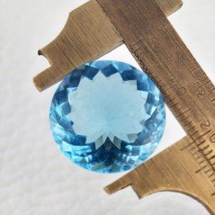 Acquamarina Idrotermale Taglio Tondo Sfaccettata a Mano Gemma Sciolta 20X20X11mm 23,40 Carati 1pz
