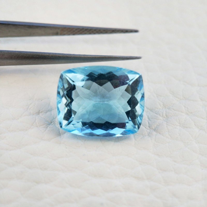 Acquamarina Idrotermale Taglio Cuscino Sfaccettata a Mano Gemma Sciolta 15X12X8mm 9,00 Carati 1pz