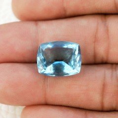 Acquamarina Idrotermale Taglio Cuscino Sfaccettata a Mano Gemma Sciolta 15X12X8mm 9,00 Carati 1pz