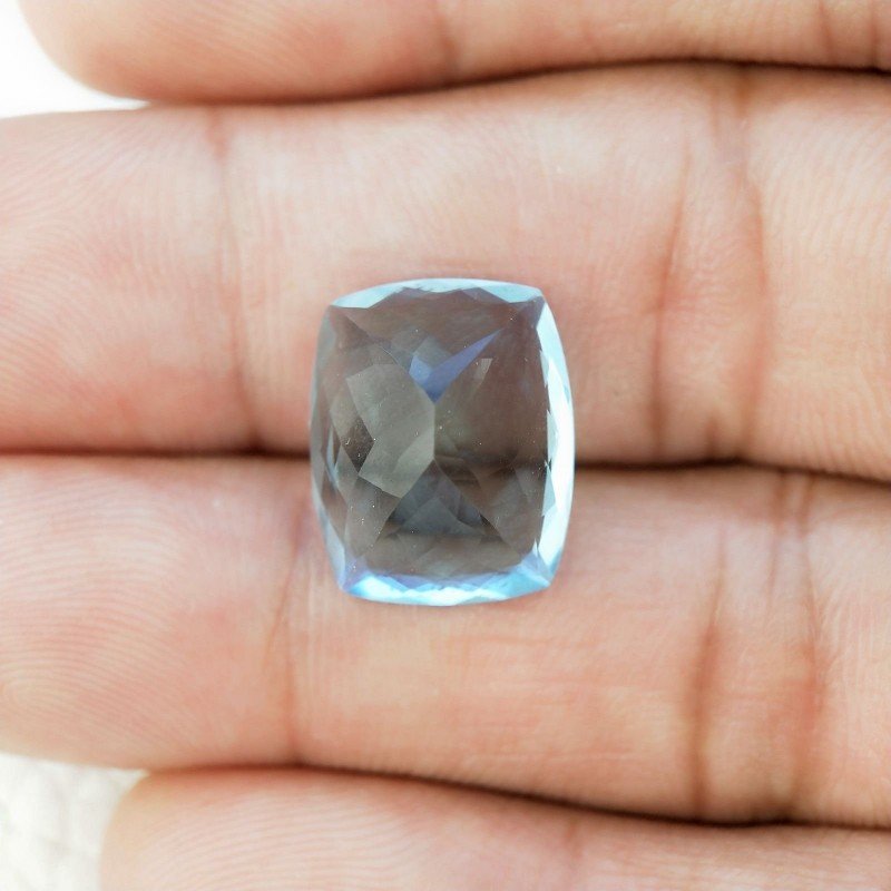 Acquamarina Idrotermale Taglio Cuscino Sfaccettata a Mano Gemma Sciolta 15X12X8mm 9,00 Carati 1pz