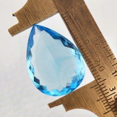 Acquamarina Idrotermale Taglio Goccia Sfaccettata a Mano Gemma Sciolta 25X18X8mm 21,65 Carati 1pz