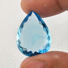 Acquamarina Idrotermale Taglio Goccia Sfaccettata a Mano Gemma Sciolta 25X18X8mm 21,65 Carati 1pz