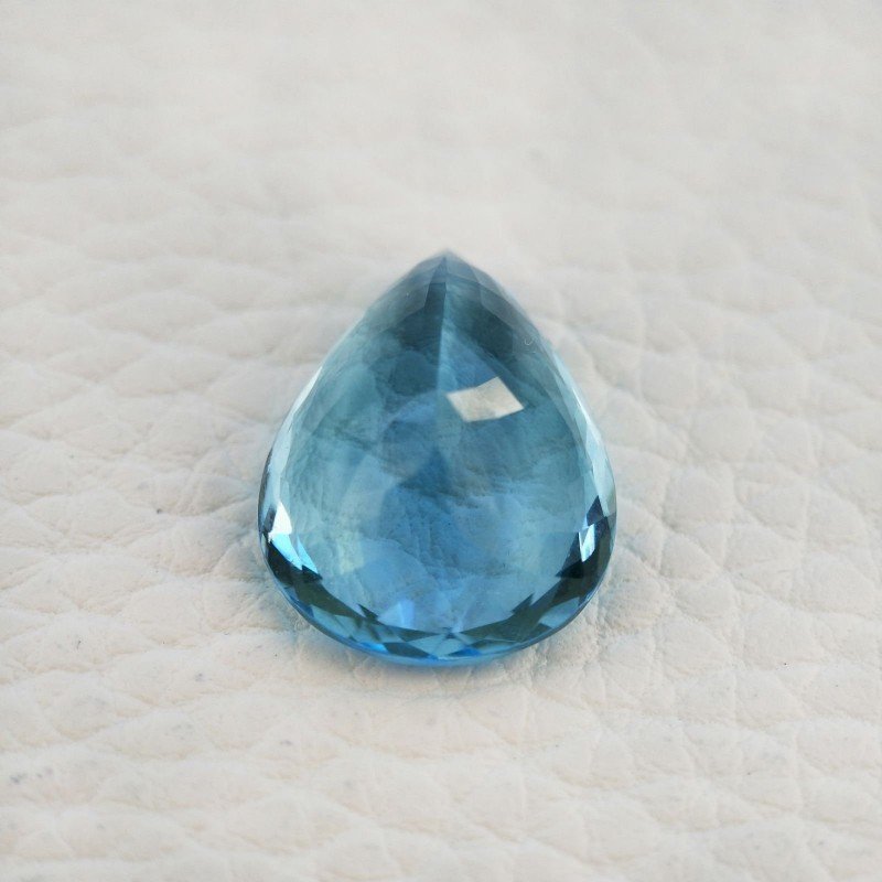 Acquamarina Idrotermale Taglio Goccia Sfaccettata a Mano Gemma Sciolta 20X15X9mm 14,50 Carati 1pz