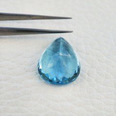 Acquamarina Idrotermale Taglio Goccia Sfaccettata a Mano Gemma Sciolta 20X15X9mm 14,50 Carati 1pz