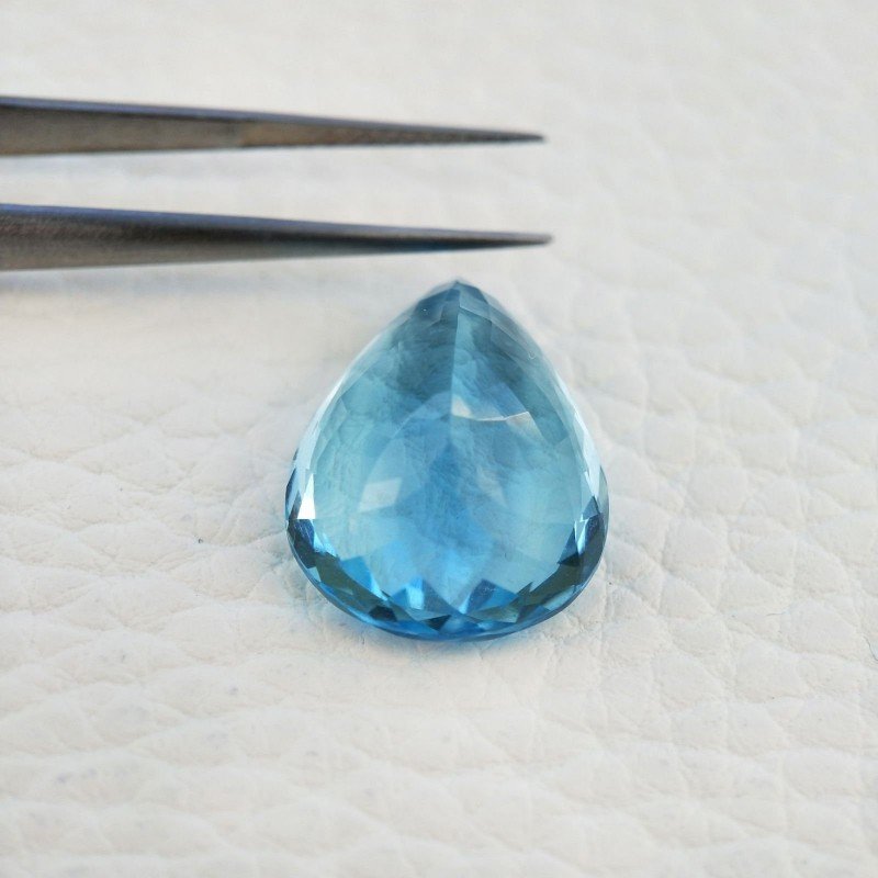 Acquamarina Idrotermale Taglio Goccia Sfaccettata a Mano Gemma Sciolta 20X15X9mm 14,50 Carati 1pz