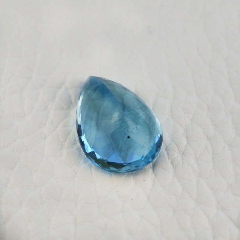 Acquamarina Idrotermale Taglio Goccia Sfaccettata a Mano Gemma Sciolta 18X13X8mm 11,10 Carati 1pz