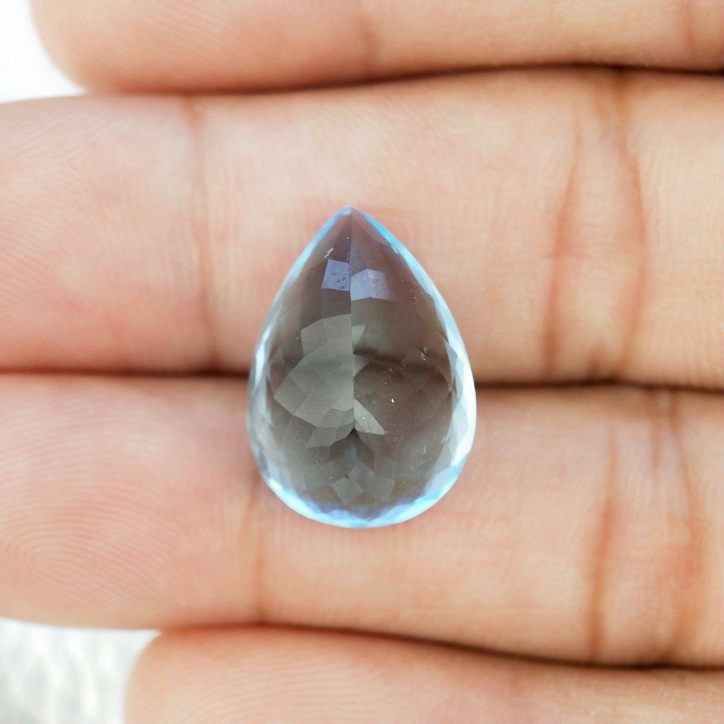 Acquamarina Idrotermale Taglio Goccia Sfaccettata a Mano Gemma Sciolta 18X13X8mm 11,10 Carati 1pz