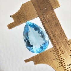 Acquamarina Idrotermale Taglio Goccia Sfaccettata a Mano Gemma Sciolta 18X13X8mm 11,10 Carati 1pz