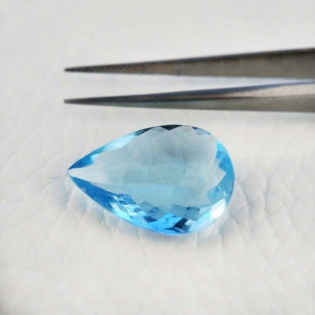 Acquamarina Idrotermale Taglio Goccia Sfaccettata a Mano Gemma Sciolta 20X15X5mm 10,05 Carati 1pz