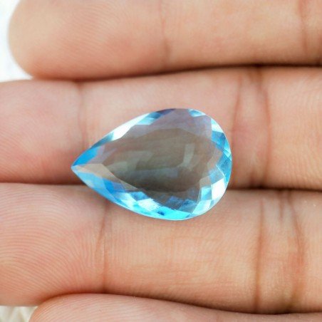 Acquamarina Idrotermale Taglio Goccia Sfaccettata a Mano Gemma Sciolta 20X15X5mm 10,05 Carati 1pz