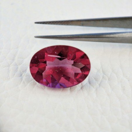 Tormalina Rubellite Idrotermale Taglio Cupola Ovale Sfaccettata a Mano Gemma Sciolta 18X13X8mm 10,75 Carati 1pz