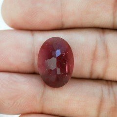 Tormalina Rubellite Idrotermale Taglio Cupola Ovale Sfaccettata a Mano Gemma Sciolta 18X13X8mm 10,75 Carati 1pz