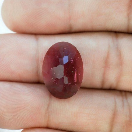 Tormalina Rubellite Idrotermale Taglio Cupola Ovale Sfaccettata a Mano Gemma Sciolta 18X13X8mm 10,75 Carati 1pz