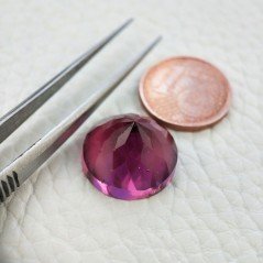 Tormalina Rubellite Idrotermale Taglio Cupola Tondo Sfaccettata a Mano Gemma Sciolta 15X15X10mm 13,45 Carati 1pz