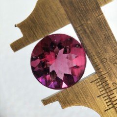Tormalina Rubellite Idrotermale Taglio Cupola Tondo Sfaccettata a Mano Gemma Sciolta 15X15X10mm 13,45 Carati 1pz