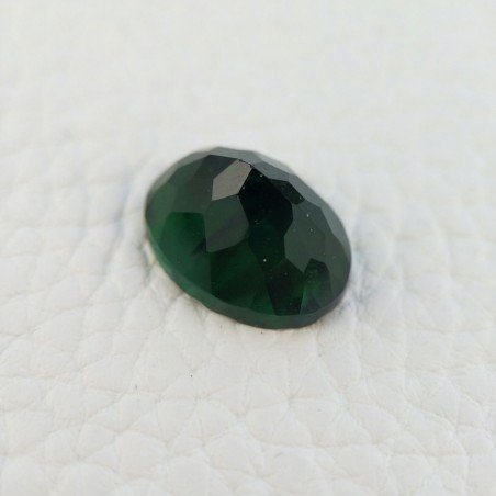 Tormalina Verde Idrotermale Taglio Cupola Ovale Sfaccettata a Mano Gemma Sciolta 15X12X8mm 9,50 Carati 1pz