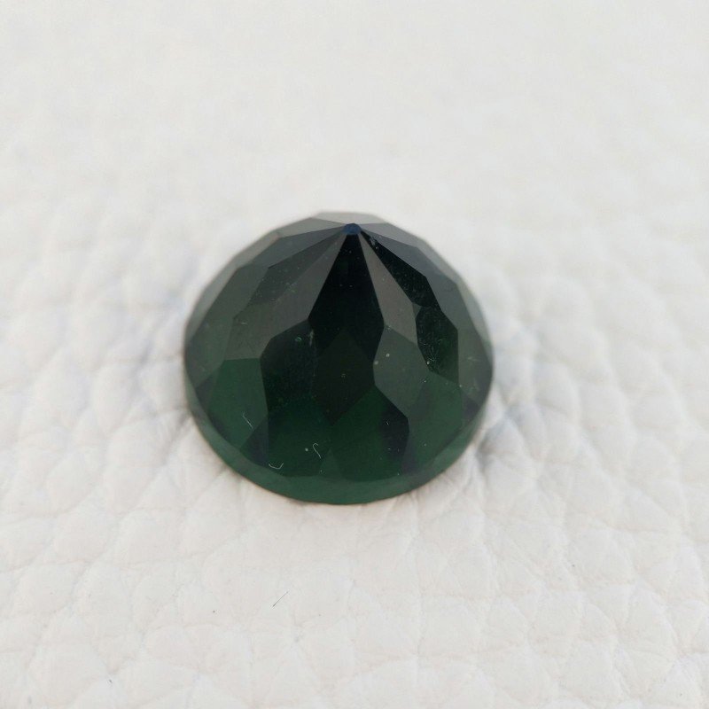Tormalina Verde Idrotermale Taglio Cupola Tondo Sfaccettata a Mano Gemma Sciolta 16mm 1pz