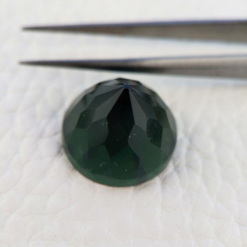 Tormalina Verde Idrotermale Taglio Cupola Tondo Sfaccettata a Mano Gemma Sciolta 16mm 1pz