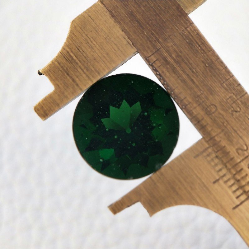 Tormalina Verde Idrotermale Taglio Cupola Tondo Sfaccettata a Mano Gemma Sciolta 16mm 1pz