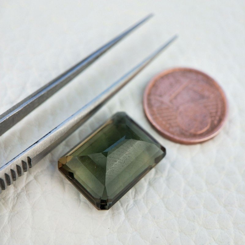 Tormalina Verde Idrotermale Taglio Smeraldo Ottagono Sfaccettata a Mano Gemma Sciolta 16X12X7mm 11,20 Carati 1pz