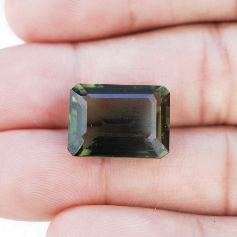 Tormalina Verde Idrotermale Taglio Smeraldo Ottagono Sfaccettata a Mano Gemma Sciolta 16X12X7mm 11,20 Carati 1pz