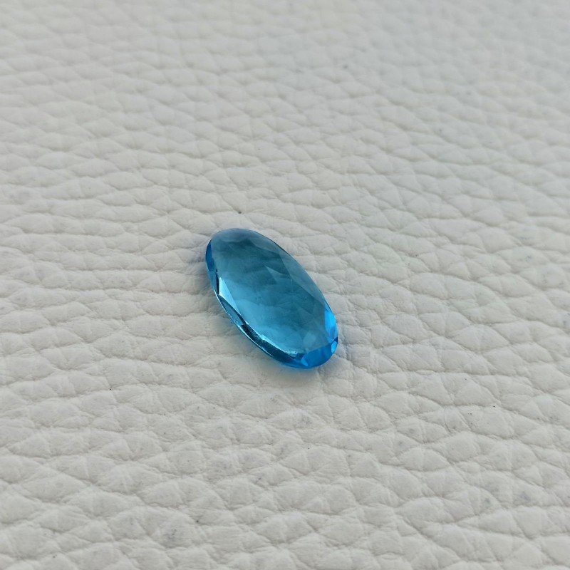Topazio Azzurro Idrotermale Taglio Ovale Sfaccettata a Mano Gemma Sciolta 19X10X6mm 7,20 Carati