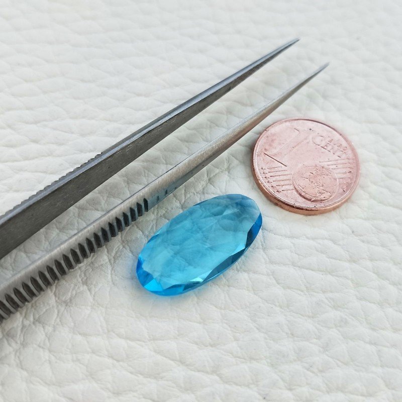 Topazio Azzurro Idrotermale Taglio Ovale Sfaccettata a Mano Gemma Sciolta 19X10X6mm 7,20 Carati