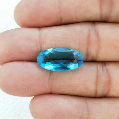 Topazio Azzurro Idrotermale Taglio Ovale Sfaccettata a Mano Gemma Sciolta 19X10X6mm 7,20 Carati