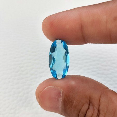 Topazio Azzurro Idrotermale Taglio Ovale Sfaccettata a Mano Gemma Sciolta 19X10X6mm 7,20 Carati