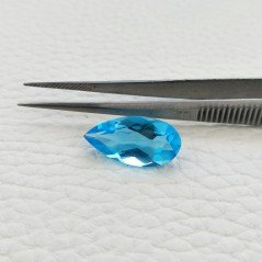 Topazio Azzurro Idrotermale Taglio Goccia Sfaccettata a Mano Gemma Sciolta 19X10X6mm 7,15 Carati 1pz