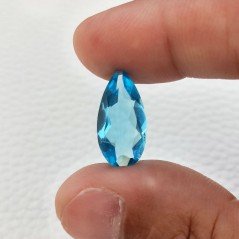 Topazio Azzurro Idrotermale Taglio Goccia Sfaccettata a Mano Gemma Sciolta 20X10X5mm 6,45 Carato 1pz