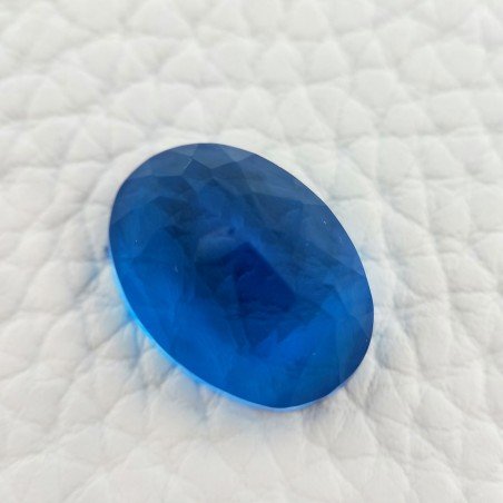 Topazio Azzurro Blu Svizzero Idrotermale Taglio Cupola Ovale Sfaccettata a Mano Gemma Sciolta 17X13X10mm 13,60 Carati 1pz