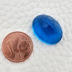 Topazio Azzurro Blu Svizzero Idrotermale Taglio Cupola Ovale Sfaccettata a Mano Gemma Sciolta 17X13X10mm 13,60 Carati 1pz