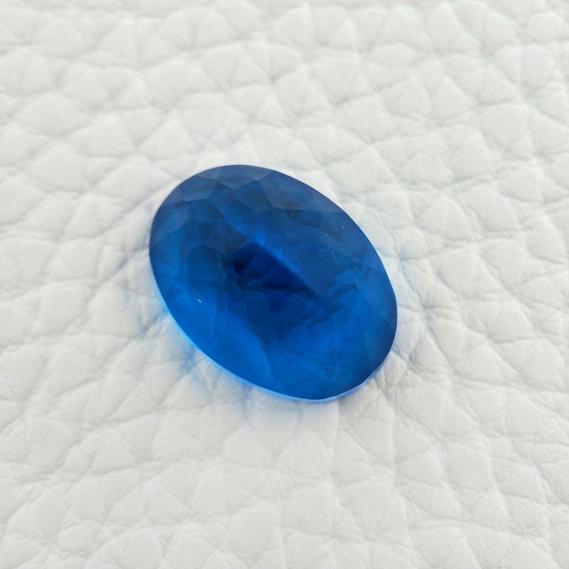 Topazio Azzurro Blu Svizzero Idrotermale Taglio Cupola Ovale Sfaccettata a Mano Gemma Sciolta 17X13X10mm 13,60 Carati 1pz