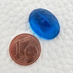 Topazio Azzurro Blu Svizzero Idrotermale Taglio Cupola Ovale Sfaccettata a Mano Gemma Sciolta 17X13X10mm 13,60 Carati 1pz