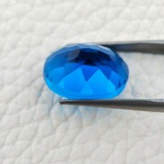 Topazio Azzurro Blu Svizzero Idrotermale Taglio Cupola Ovale Sfaccettata a Mano Gemma Sciolta 17X13X10mm 13,60 Carati 1pz