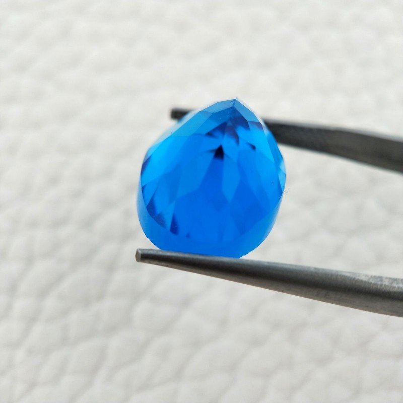 Topazio Azzurro Blu Svizzero Idrotermale Taglio Cupola Ovale Sfaccettata a Mano Gemma Sciolta 17X13X10mm 13,60 Carati 1pz