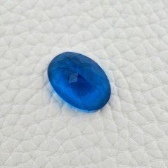 Topazio Azzurro Blu Svizzero Idrotermale Taglio Cupola Ovale Sfaccettata a Mano Gemma Sciolta 18X13X9mm 11,90 Carati 1pz