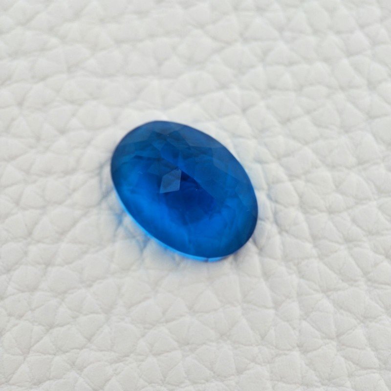 Topazio Azzurro Blu Svizzero Idrotermale Taglio Cupola Ovale Sfaccettata a Mano Gemma Sciolta 18X13X9mm 11,90 Carati 1pz