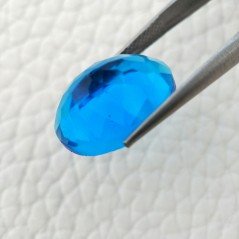 Topazio Azzurro Blu Svizzero Idrotermale Taglio Cupola Ovale Sfaccettata a Mano Gemma Sciolta 18X12X9mm 12,00 Carati 1pz