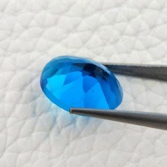Topazio Azzurro Blu Svizzero Idrotermale Taglio Cupola Ovale Sfaccettata a Mano Gemma Sciolta 16X12X7-8mm 8,50 Carati 1pz