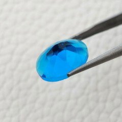 Topazio Azzurro Blu Svizzero Idrotermale Taglio Cupola Ovale Sfaccettata a Mano Gemma Sciolta 16X12X7-8mm 8,50 Carati 1pz