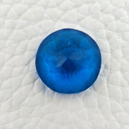Topazio Azzurro Blu Svizzero Idrotermale Taglio Cupola Tondo Sfaccettata a Mano Gemma Sciolta 16X16X8mm 11,85 Carati 1pz