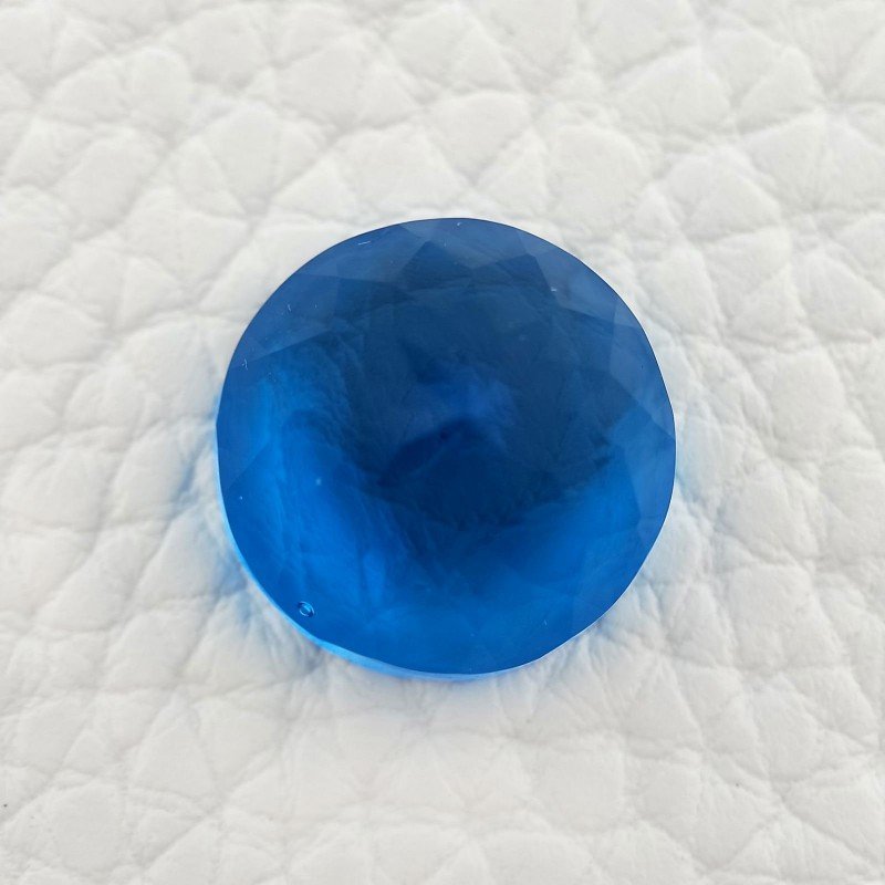 Topazio Azzurro Blu Svizzero Idrotermale Taglio Cupola Tondo Sfaccettata a Mano Gemma Sciolta 14X14X9mm 9,75 Carati 1pz