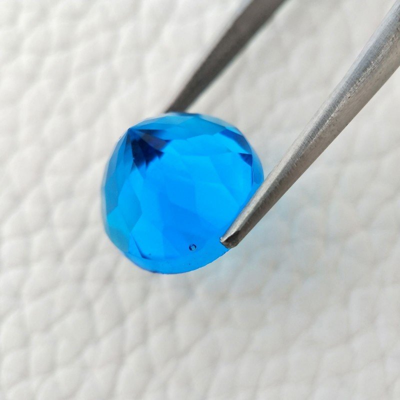 Topazio Azzurro Blu Svizzero Idrotermale Taglio Cupola Tondo Sfaccettata a Mano Gemma Sciolta 14X14X9mm 9,75 Carati 1pz