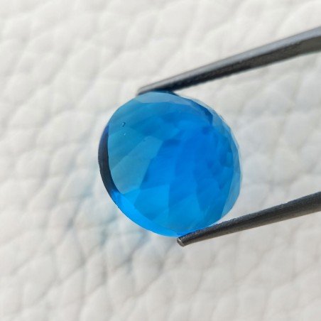 Topazio Azzurro Blu Svizzero Idrotermale Taglio Cupola Tondo Sfaccettata a Mano Gemma Sciolta 13X13X9mm 8,90 Carati 1pz